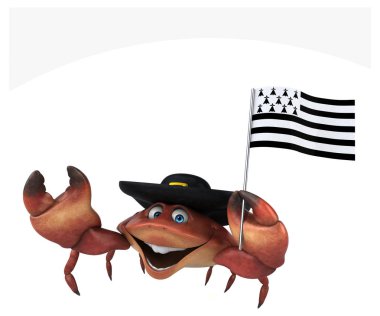 Eğlenceli yengeç karakteri - 3D Görüntü