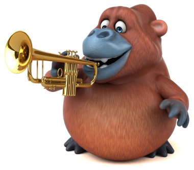 Müzik - 3d çizim eğlenceli çizgi film karakteri