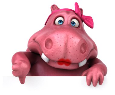 Pembe Hippo karakter - 3d çizim