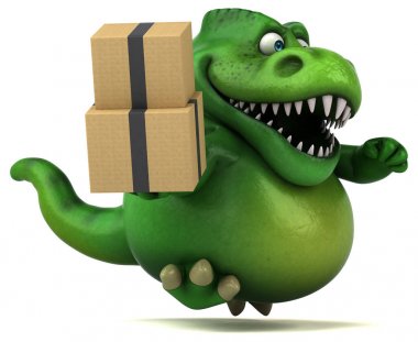 -3d çizim eğlenceli çizgi film karakteri ile kutuları