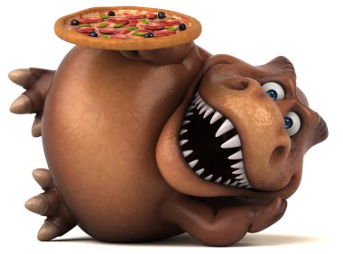 Pizza - 3d çizim ile eğlenceli çizgi film karakteri