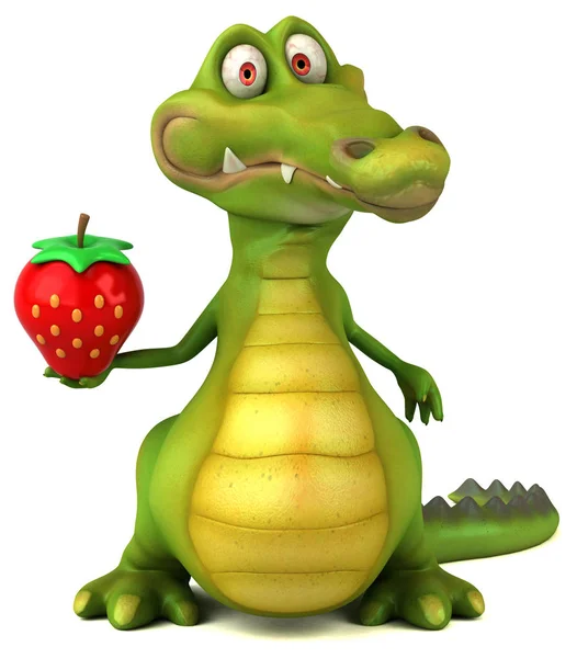 イチゴと面白い漫画のキャラクター 3Dイラスト — ストック写真