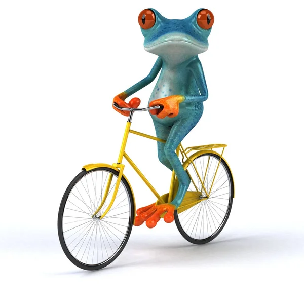 Grenouille Amusante Avec Vélo Illustration — Photo