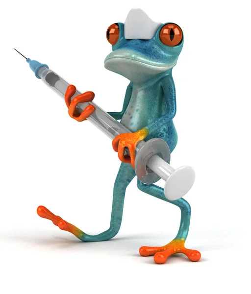 Aşı Çizim Ile Eğlenceli Kurbağa — Stok fotoğraf