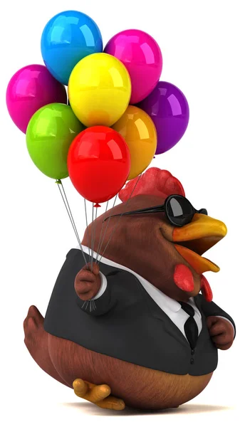 Kul Kyckling Hålla Ballonger Illustration — Stockfoto