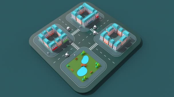 Self Driving Cars City Animation — Stock Video