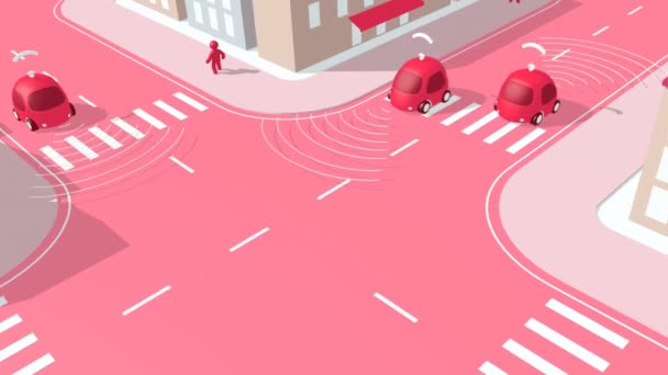 Автомобілі Самокеровані Місті Анімація — стокове відео