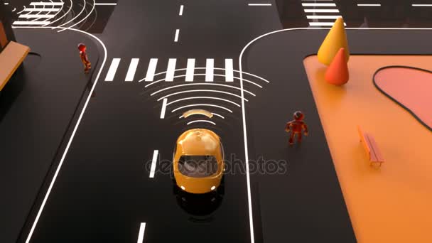 Voitures autonomes en ville - animation 3D  