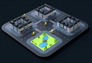 Otomobil - 3d çizim kendi kendine sürüş