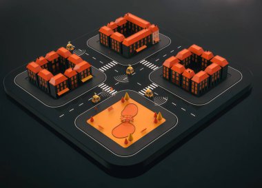 Otomobil - 3d çizim kendi kendine sürüş