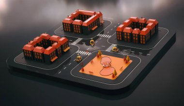 Otomobil - 3d çizim kendi kendine sürüş