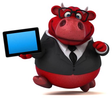 Komik çizgi film karakteri ile tablet - 3d çizim