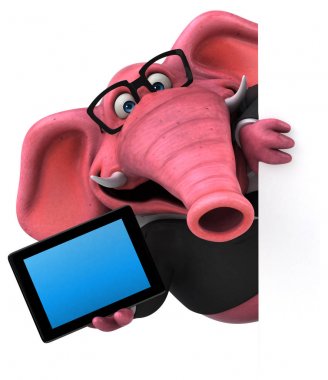 Komik çizgi film karakteri ile tablet - 3d çizim