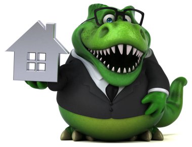 komik çizgi film karakteri ile ev - 3d çizim