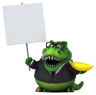 Komik karikatür karakter ile muz - 3d çizim