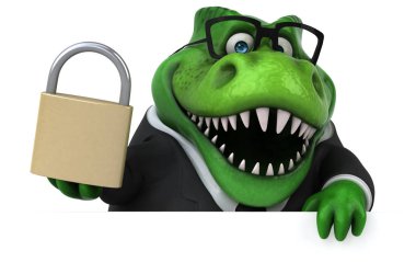 Komik çizgi film karakteri ile asma kilit - 3d çizim