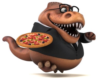 Pizza - 3d çizim ile eğlenceli çizgi film karakteri
