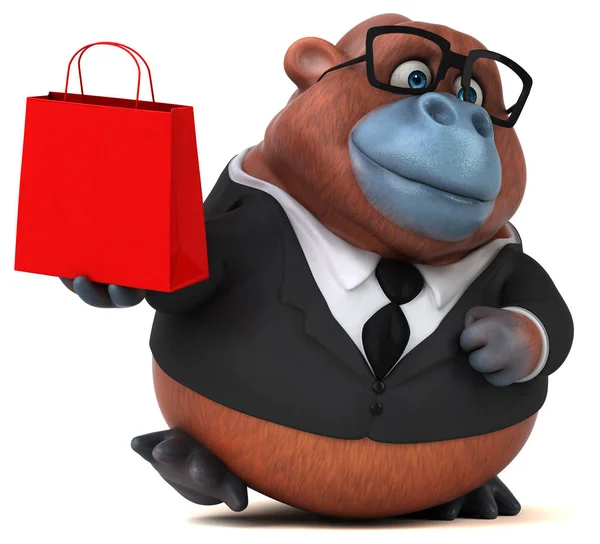 Divertente Personaggio Dei Cartoni Animati Con Shopping Bag Illustrazione — Foto Stock