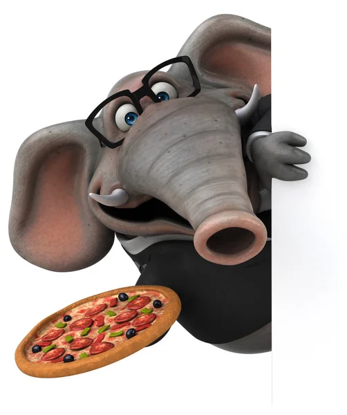 Szórakoztató Rajzfilmfigura Pizza Illusztráció — Stock Fotó