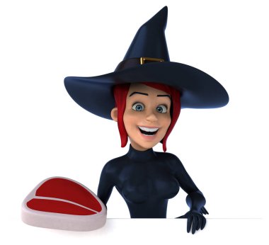 Çizgi film karakteri ile et - 3d çizim