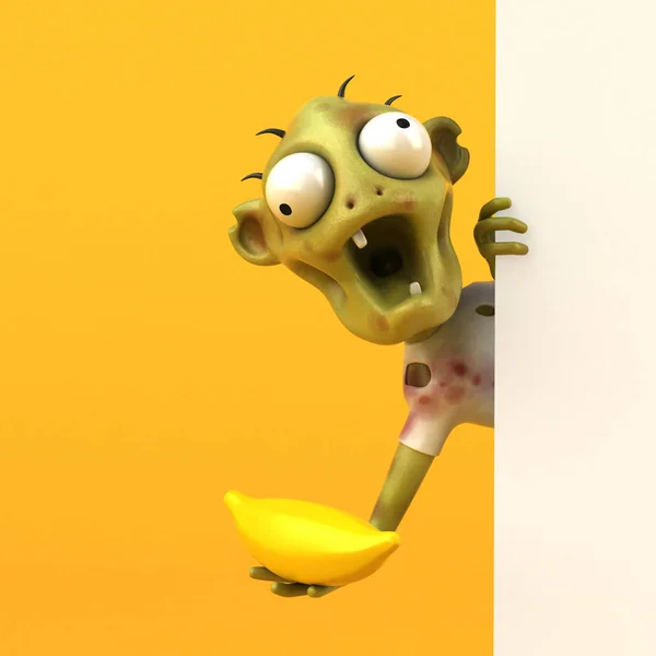 Drôle Personnage Dessin Animé Avec Banane Illustration — Photo
