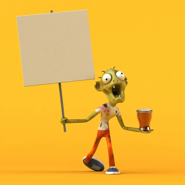 Personaggio Divertente Cartone Animato Con Birra Illustrazione — Foto Stock