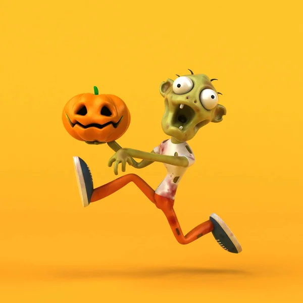 Zombie Amusant Avec Citrouille Illustration — Photo