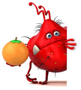 Çizgi film karakteri turuncu - 3d çizim ile