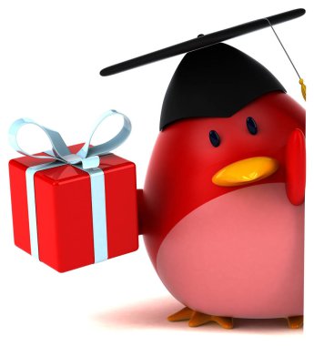 komik çizgi film karakteri ile hediye - 3d çizim