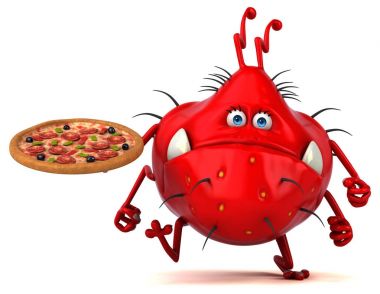 Çizgi film karakteri pizza - 3d çizim ile