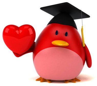 komik çizgi film karakteri ile kalp - 3d çizim