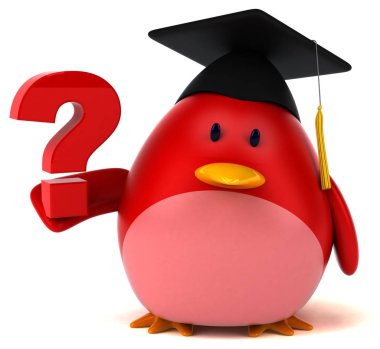 komik çizgi film karakteri ile soru - 3d çizim