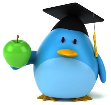 Komik karikatür karakter ile elma - 3d çizim