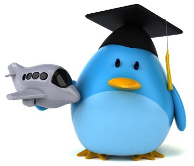 Uçaklı eğlenceli çizgi film karakteri - 3 boyutlu animasyon 