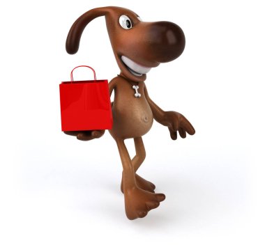 çizgi film karakteri ile alışveriş çantası - 3d çizim