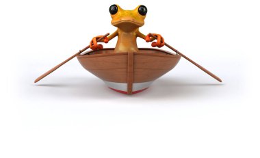 Eğlenceli kurbağa - 3d çizim kürek