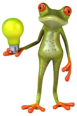 çizgi film karakteri ampul - 3d çizim ile