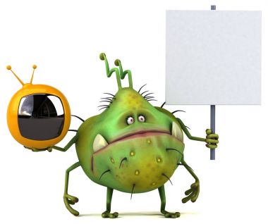 çizgi film karakteri ile tv - 3d çizim