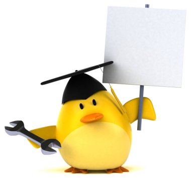 eğlenceli çizgi film karakteri ile araç - 3d animasyon 