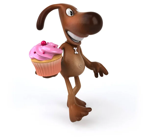 Drôle Personnage Dessin Animé Avec Cupcake Illustration — Photo