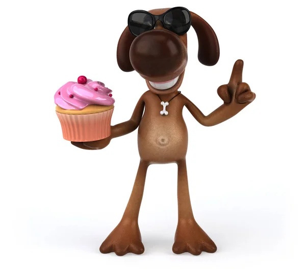 Vicces Karikatúra Karakter Cupcake Illusztráció — Stock Fotó