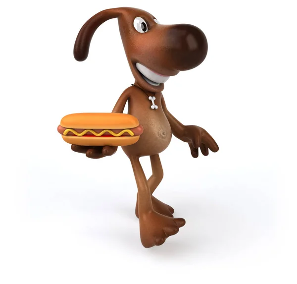 Drôle Personnage Dessin Animé Avec Hotdog Illustration — Photo