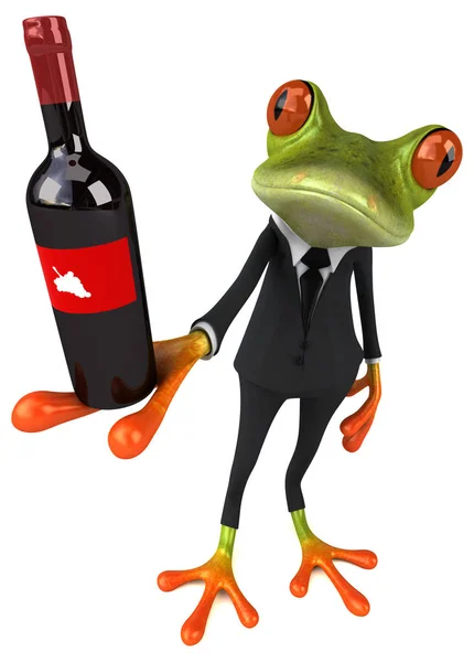 Lustige Cartoon Figur Mit Wein Illustration — Stockfoto