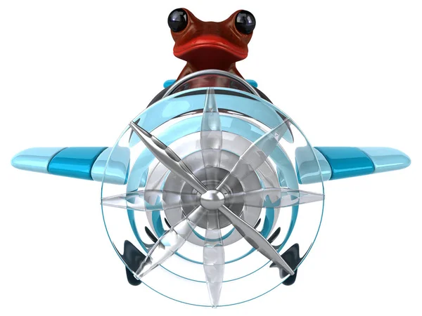 Lustiger Frosch Flugzeug Illustration — Stockfoto