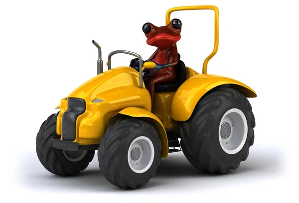 Zábavná Žába Traktoru Ilustrace — Stock fotografie