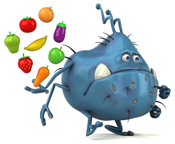 Personagem Desenho Animado Engraçado Com Frutas Legumes Ilustração — Fotografia de Stock