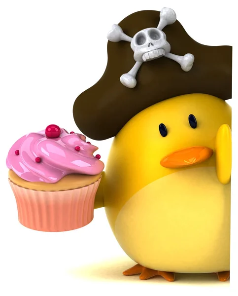 Personaggio Divertente Cartone Animato Con Cupcake Illustrazione — Foto Stock