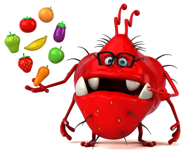 Funny Cartoon Character Fruits Vegetables Illustration — Stock Photo, Image