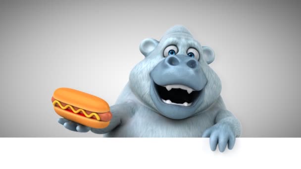 Zábava Kreslené Postavičky Hotdog Yeti Obrázek — Stock video