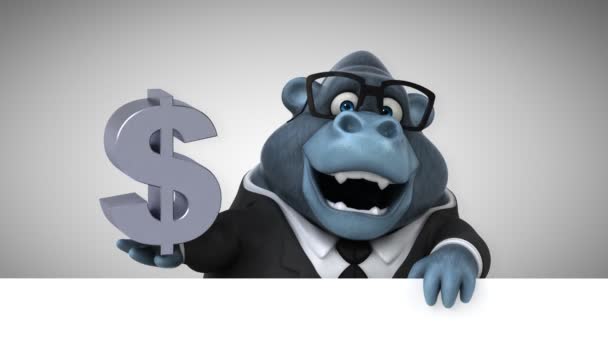 Leuk Personage Met Dollar Gorilla Animatie — Stockvideo